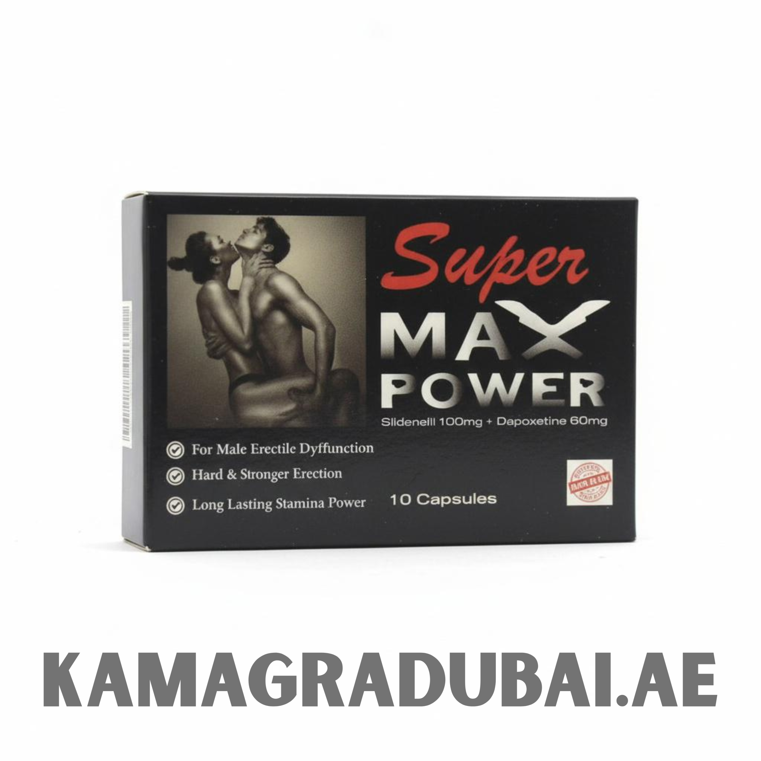 super-max-power Super MAX Power box packaging – men’s wellness supplement product displayed for catalog use, labeled with brand and capsule details
