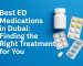 image showing ED medication blister packs and a pill bottle beside the title “Best ED Medications in Dubai: Finding the Right Treatment for You” on a blue background