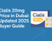 Feature image displaying the title “Cialis 20mg Price in Dubai – Updated 2025 Buyer Guide” with a clean illustration of a Cialis box and blister pack on a blue background
