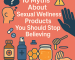 Illustrated feature image with icons of tablets, sprays, honey jar, warning signs, and a thinking figure around the title “10 Myths About Sexual Wellness Products You Should Stop Believing