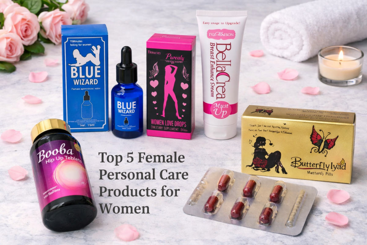 Blue Wizard drops, Purely women love drops, Bella breast enhance cream, Booba hip up tablets and Butterfly Lyad female enhancement pills for women wellness