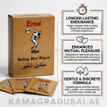 Eros Delay Wet Wipes box and individual sachets with intimate care benefits