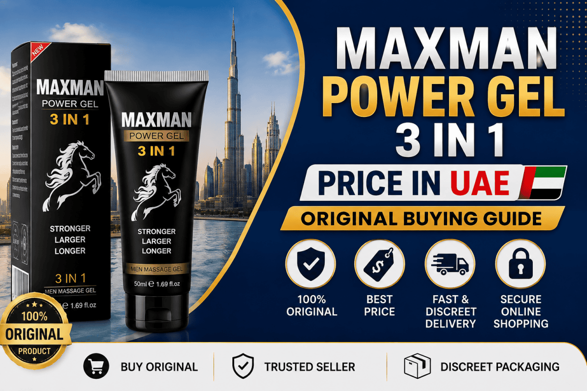 Maxman Power Gel 3 in 1 Price in UAE feature image with Dubai skyline and original buying guide design.
