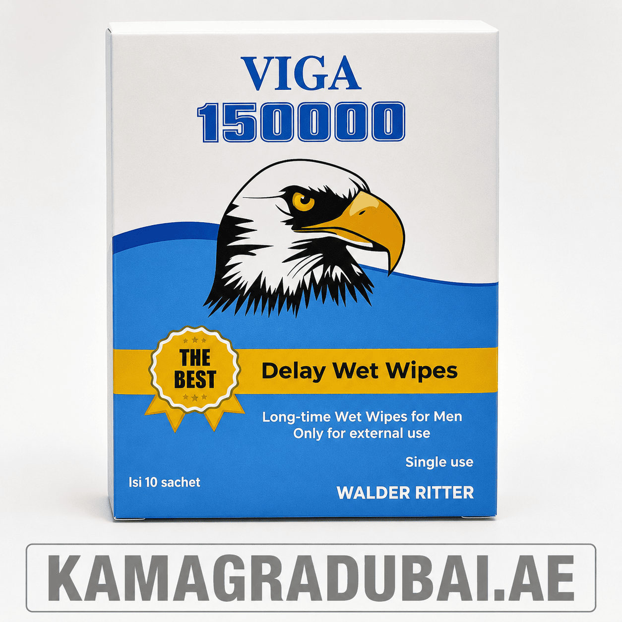 Viga 150000 Delay Wet Wipes – 10 Sachets Viga 150000 Delay Wet Wipes box with 10 sachets for external use