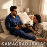 VIP Dragon Candy Power Royal Honey for Men 6-piece box held by a couple in a bedroom setting