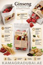 Ginseng Five-Treasure Tea herbal tea with ginseng and botanical ingredients