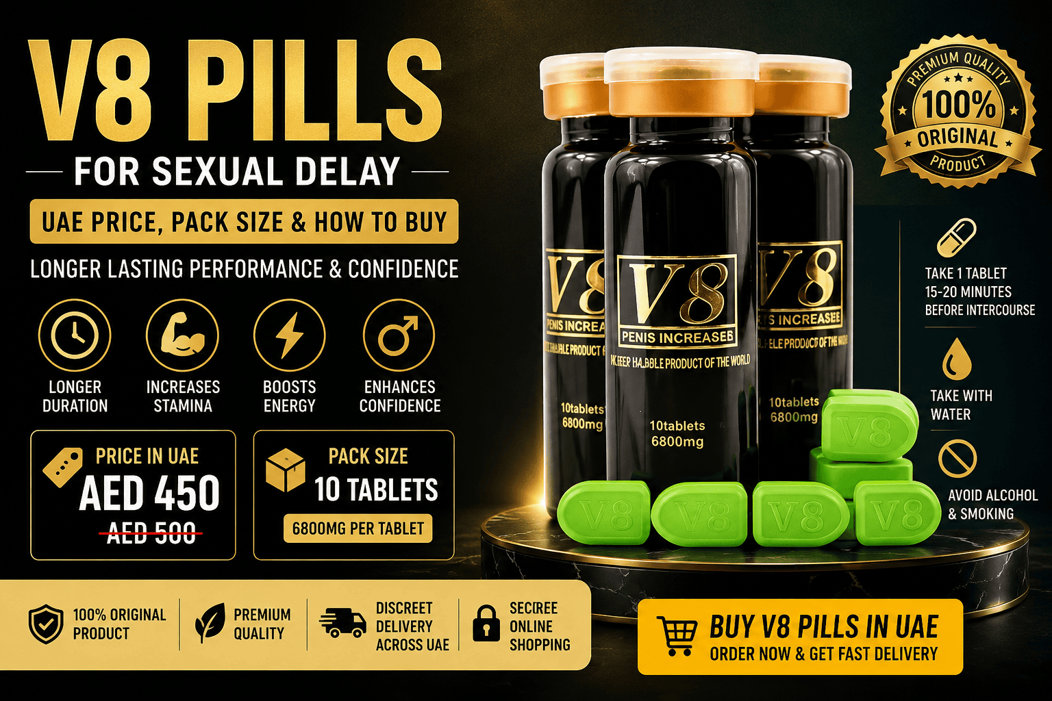 V8 Pills for Sexual Delay UAE price and 10 tablet pack