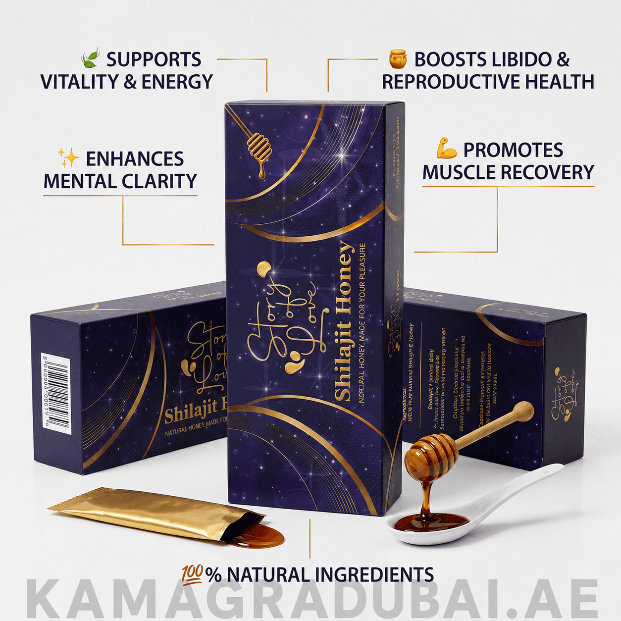 Shilajit Honey – Natural Honey Wellness Product Shilajit Honey natural honey wellness product with individual sachets