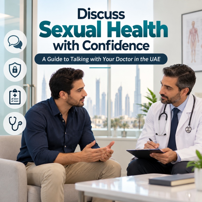 Man discussing sexual health concerns with a doctor in a UAE clinic